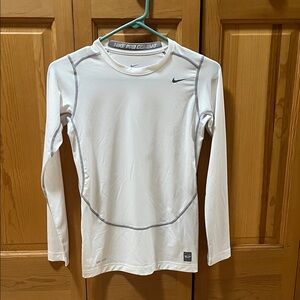 Nike Kids White Long Sleeve Tee with Gray Accents